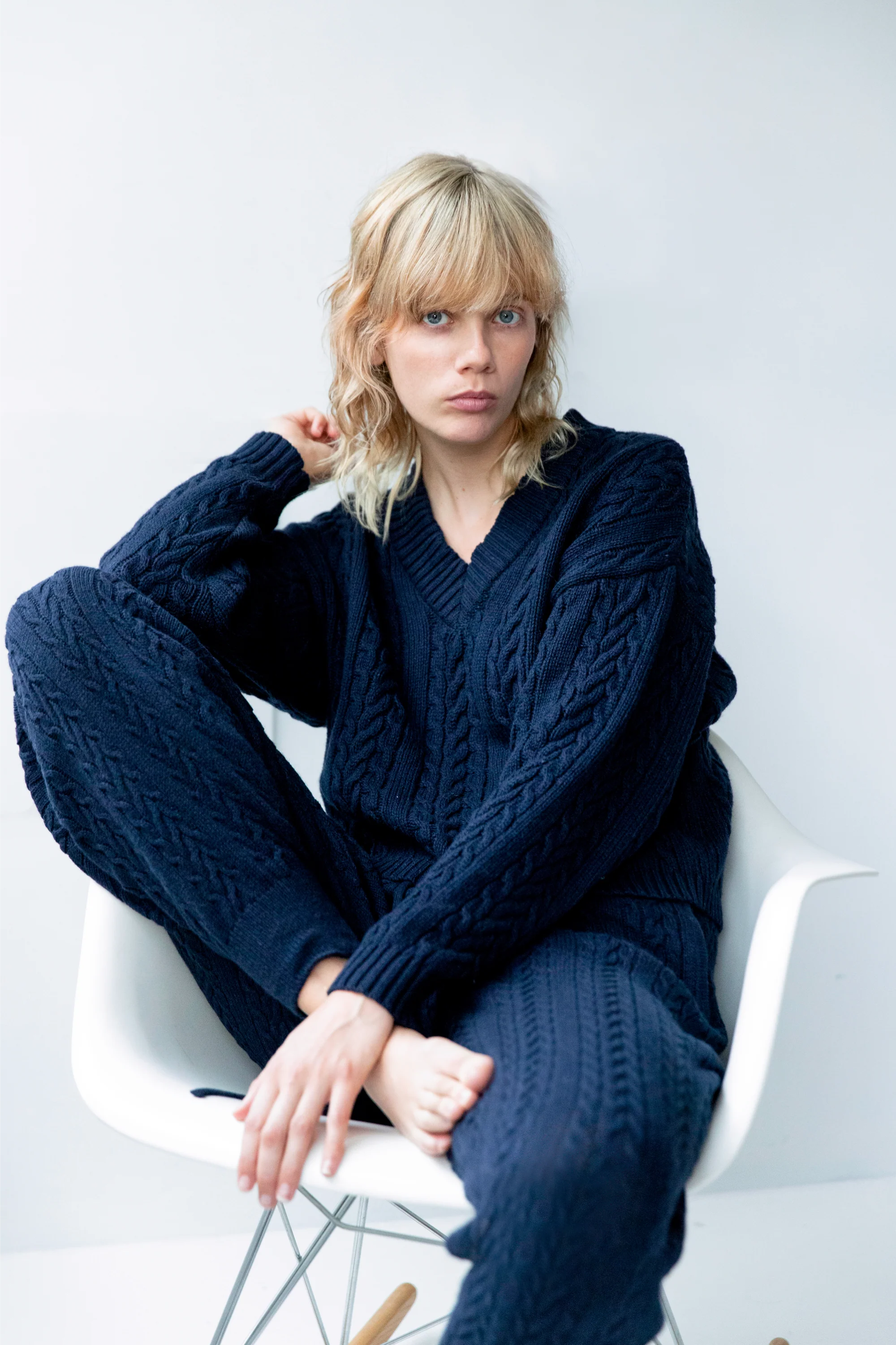 Cable Knit Pants Navy Blue - Image 4