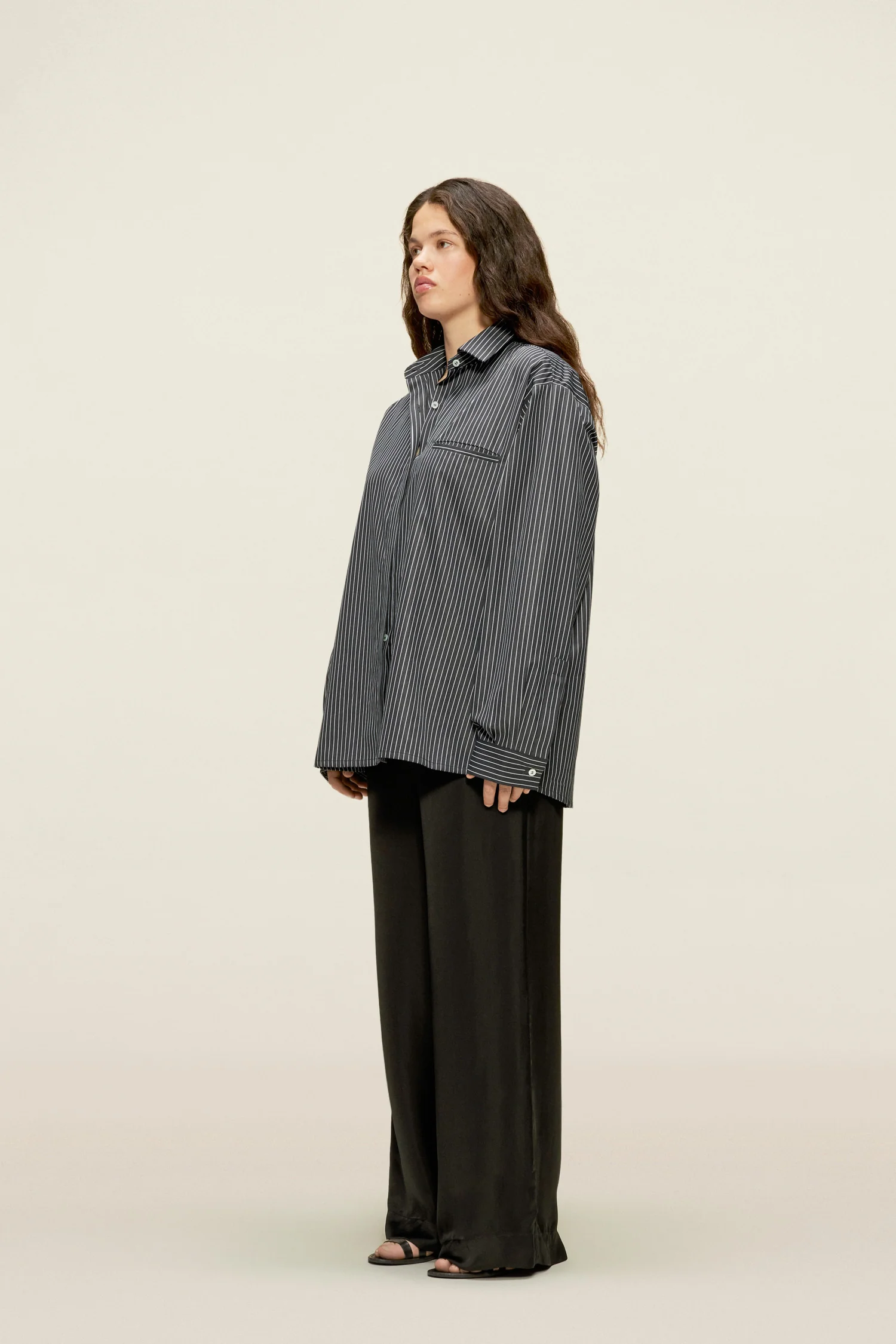 Gia Shirt Black & White Stripes - Image 5