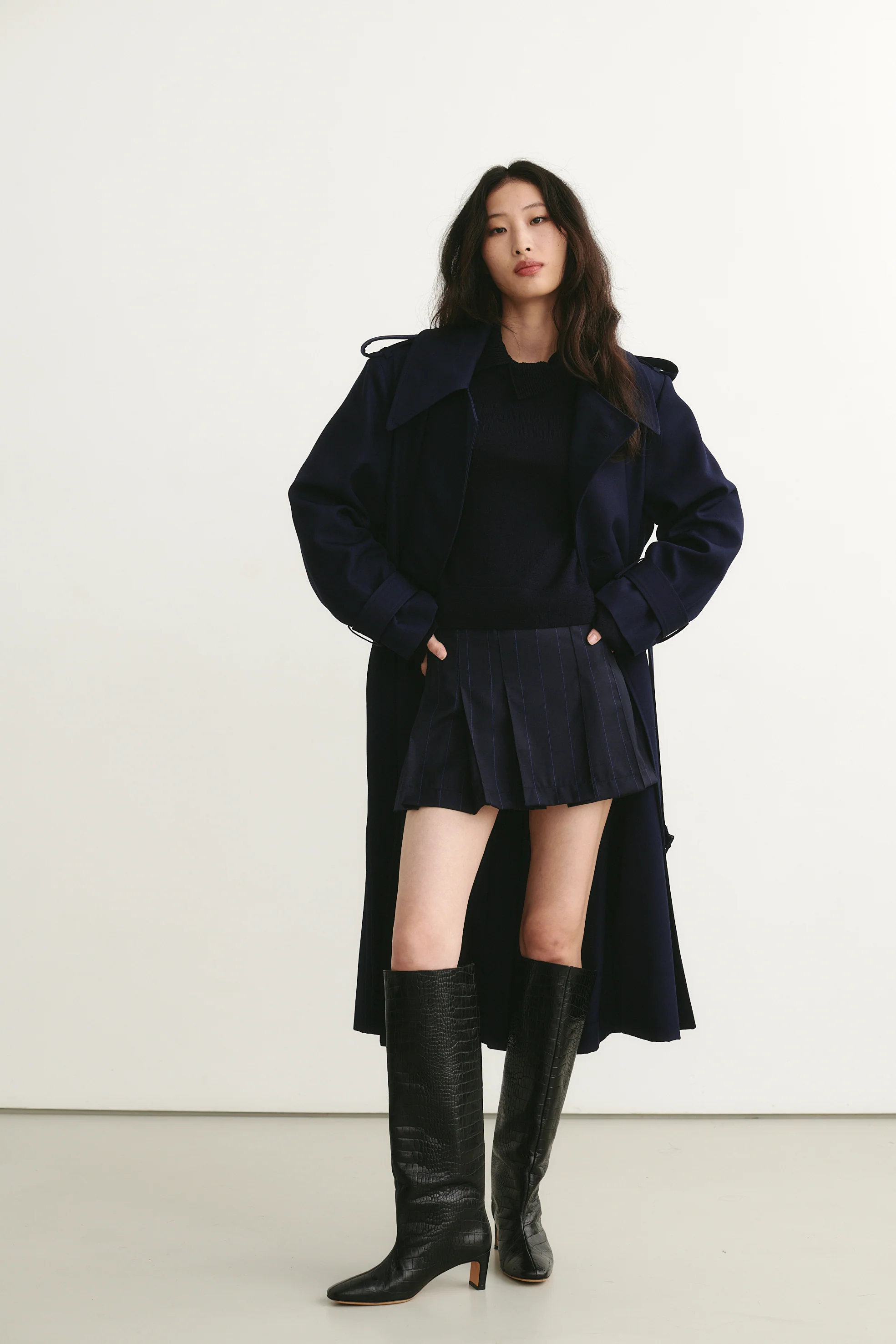 Isaac Trench Coat Navy - Image 2