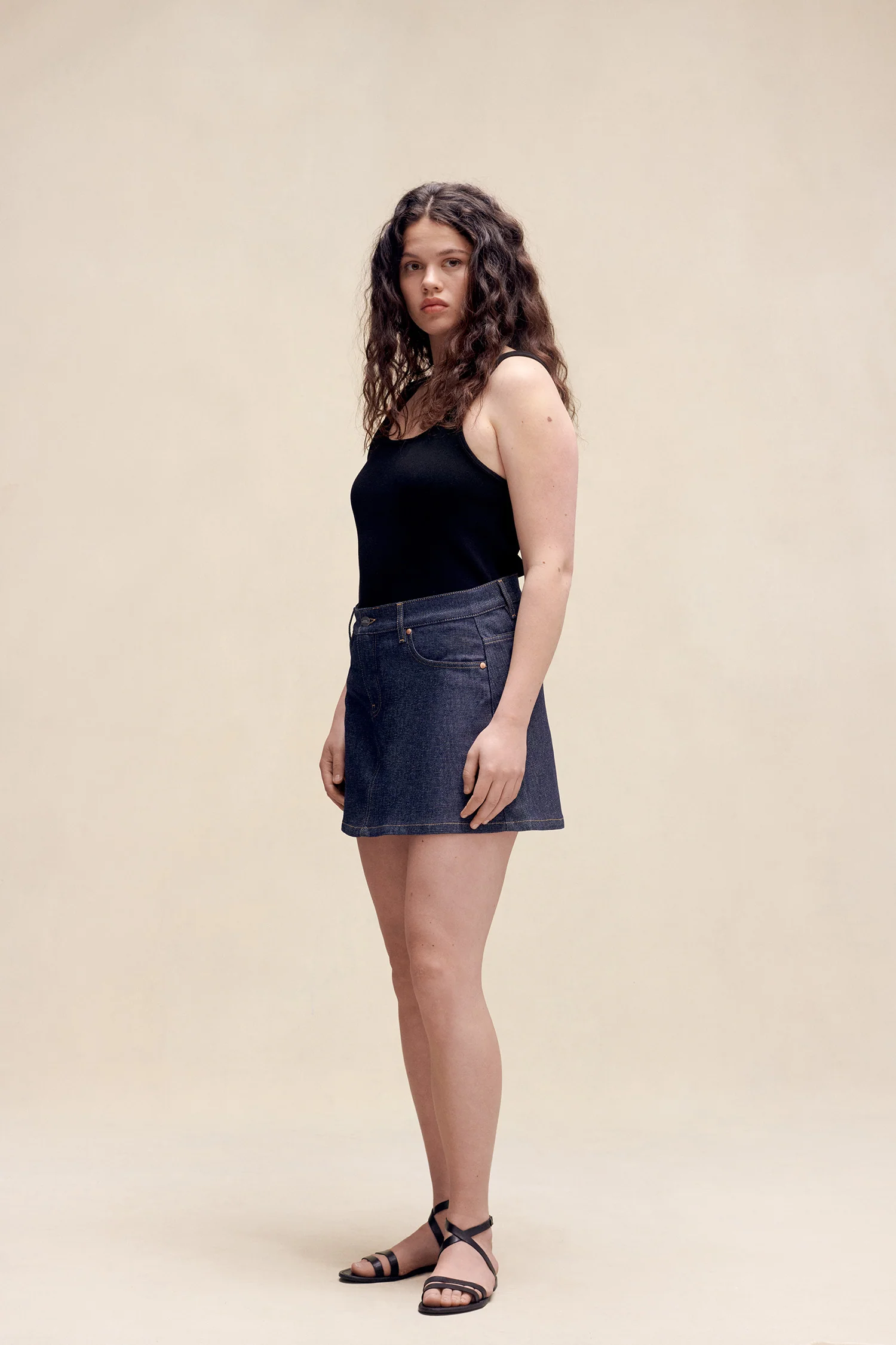 Eliza Oxford Denim Skirt Raw Blue - Image 4