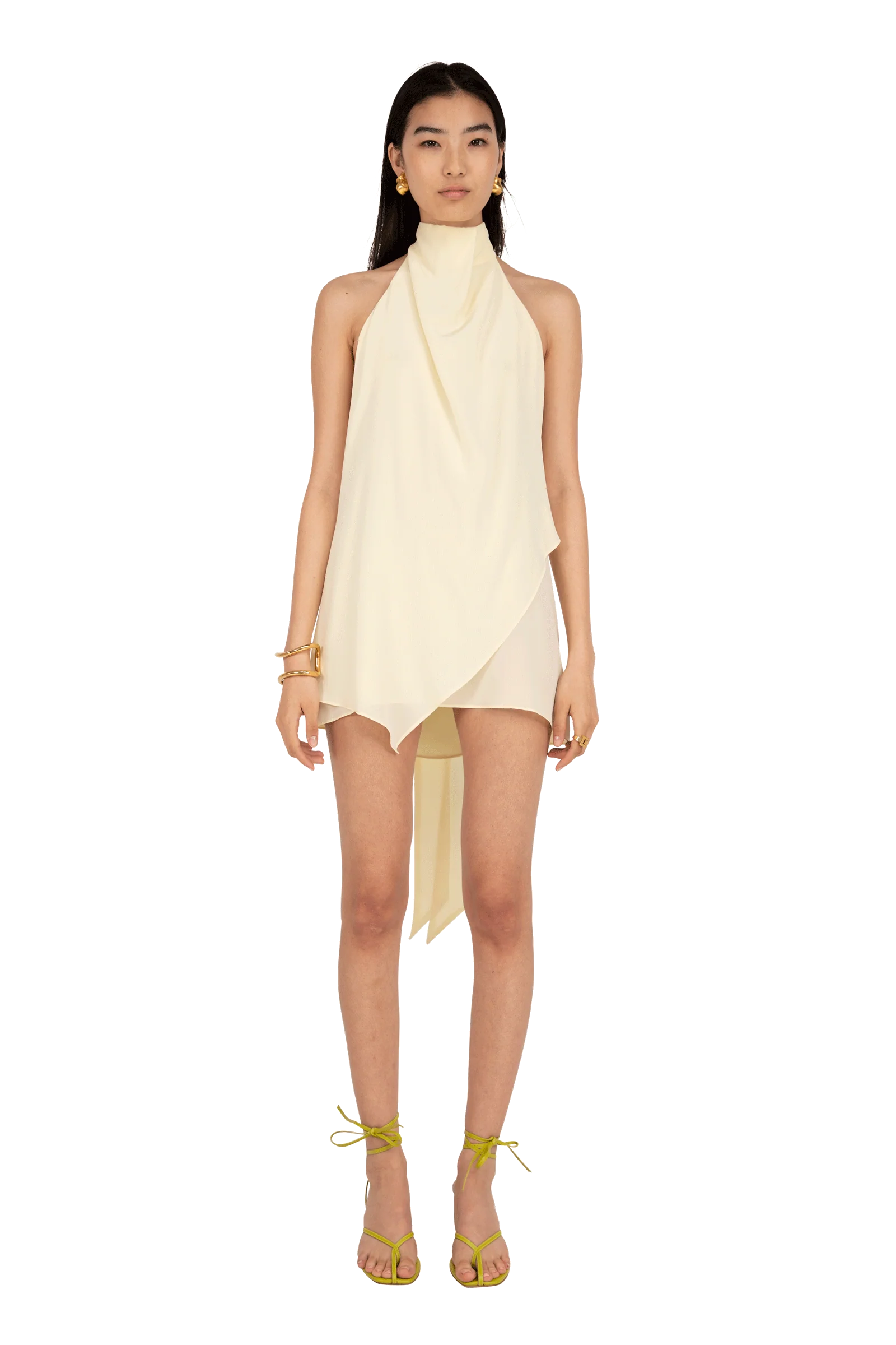 Silk Crepe Dress Yellow - Image 2
