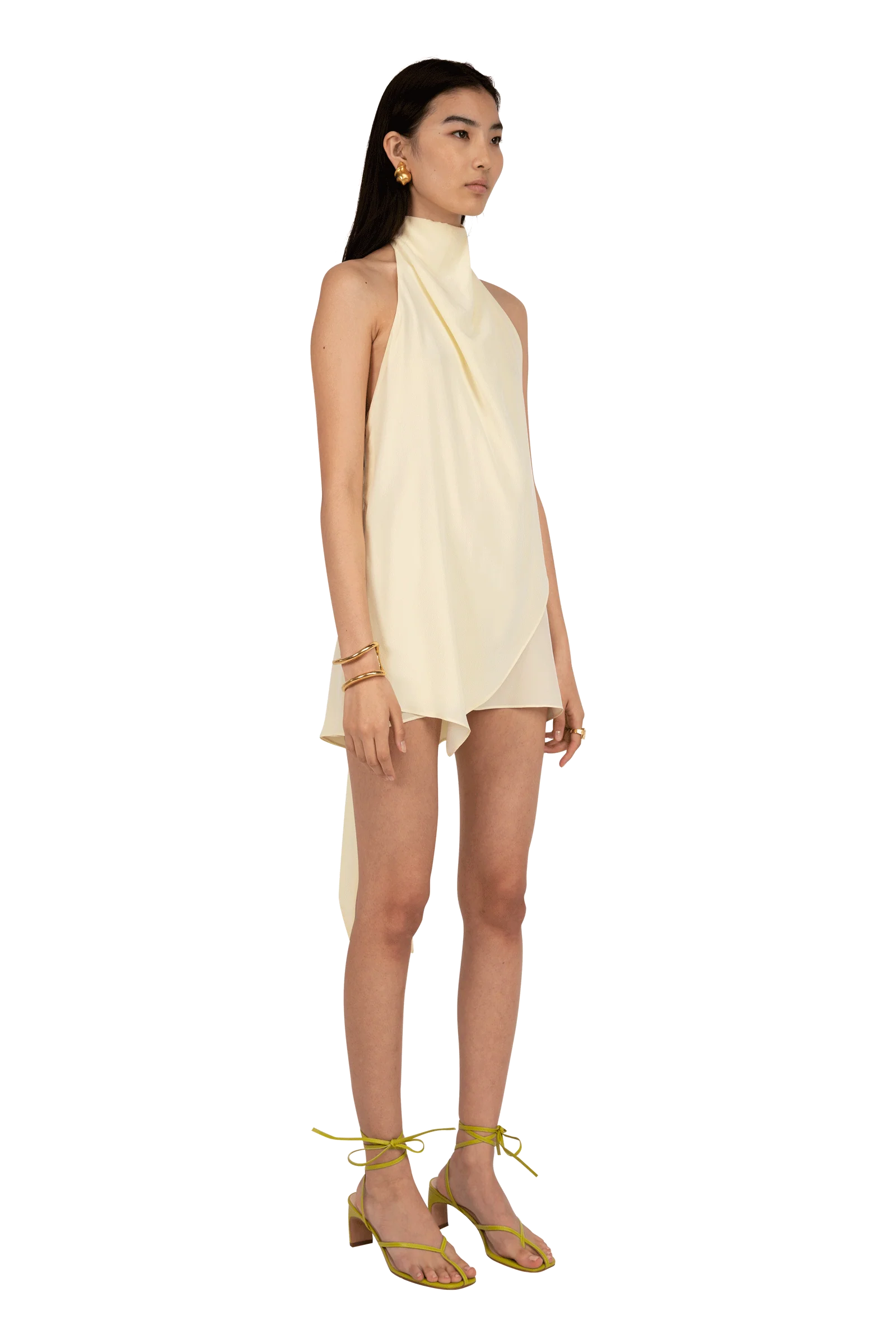 Silk Crepe Dress Yellow - Image 3