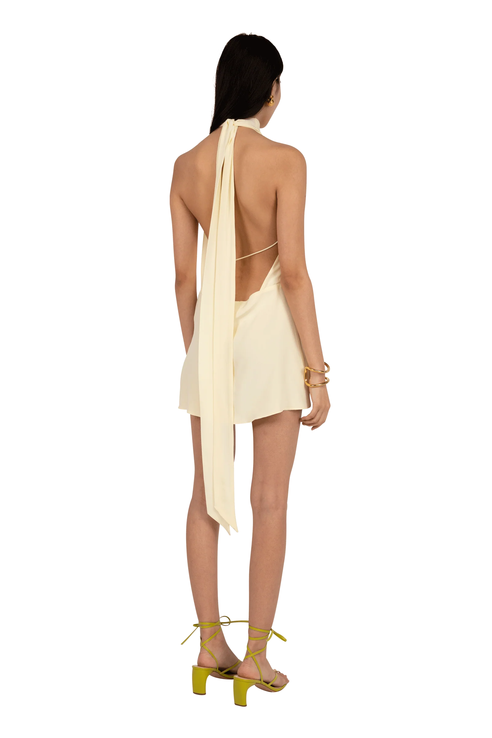 Silk Crepe Dress Yellow - Image 4