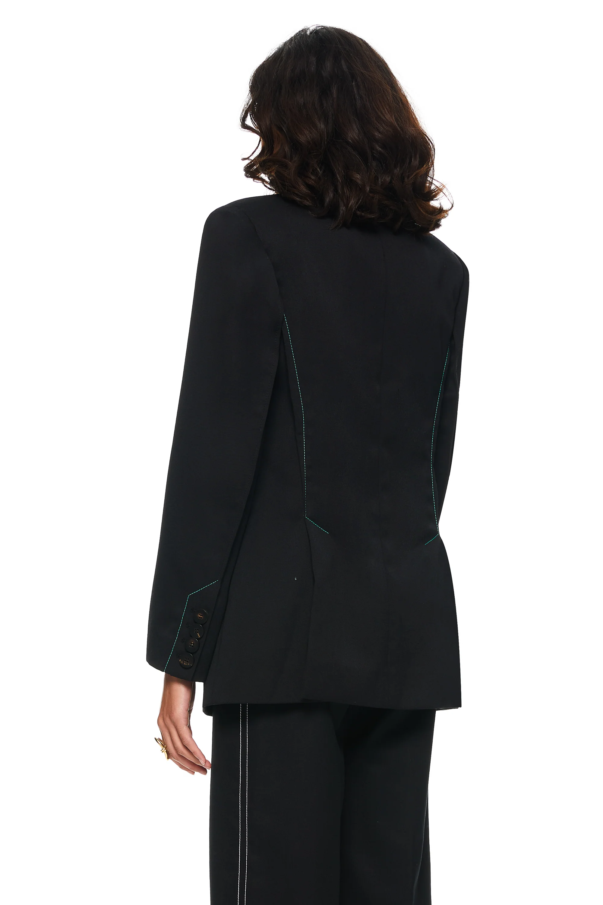 Topstitched Blazer Black - Image 3
