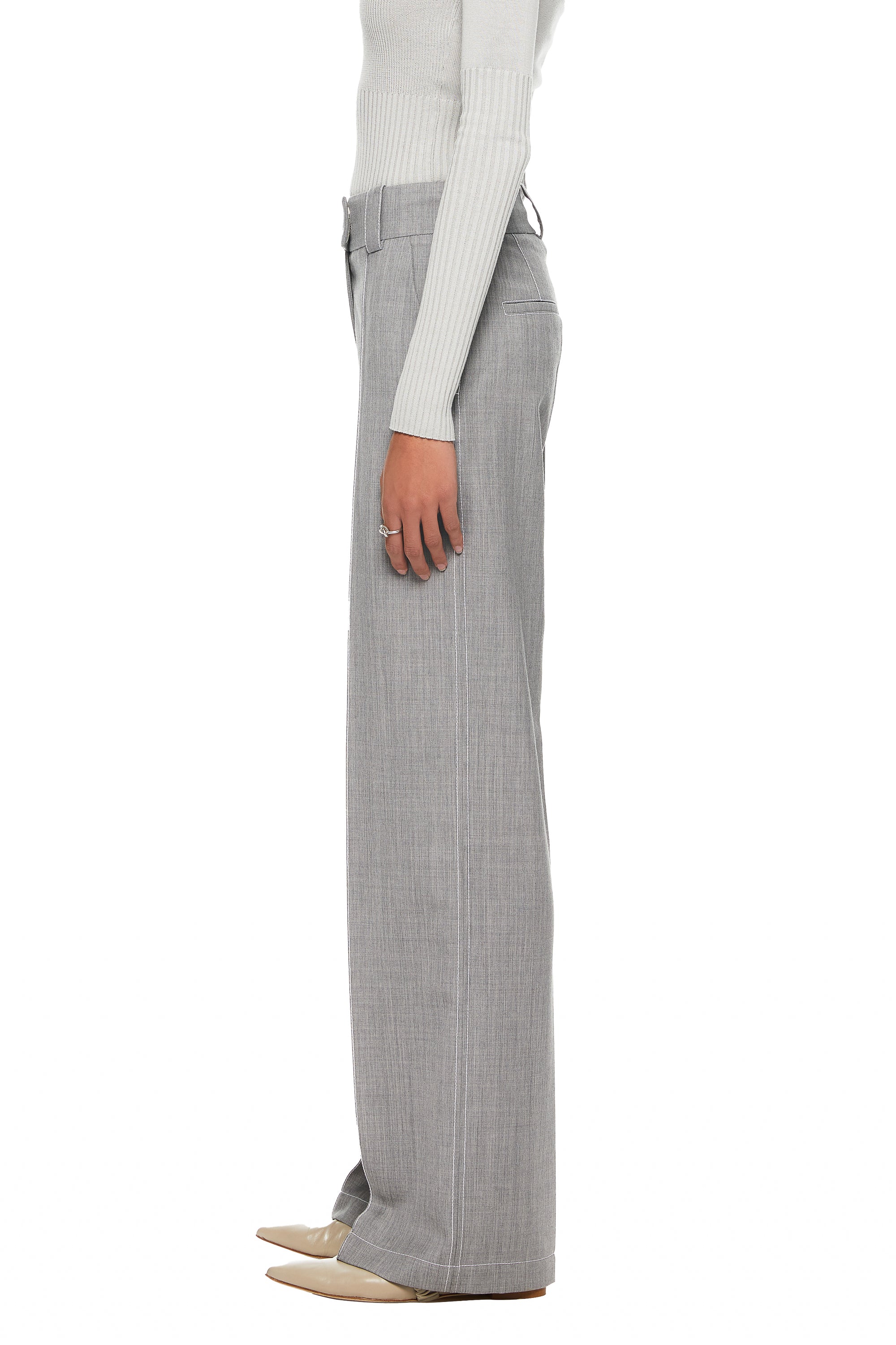 Topstitched Pants Grey - Image 3