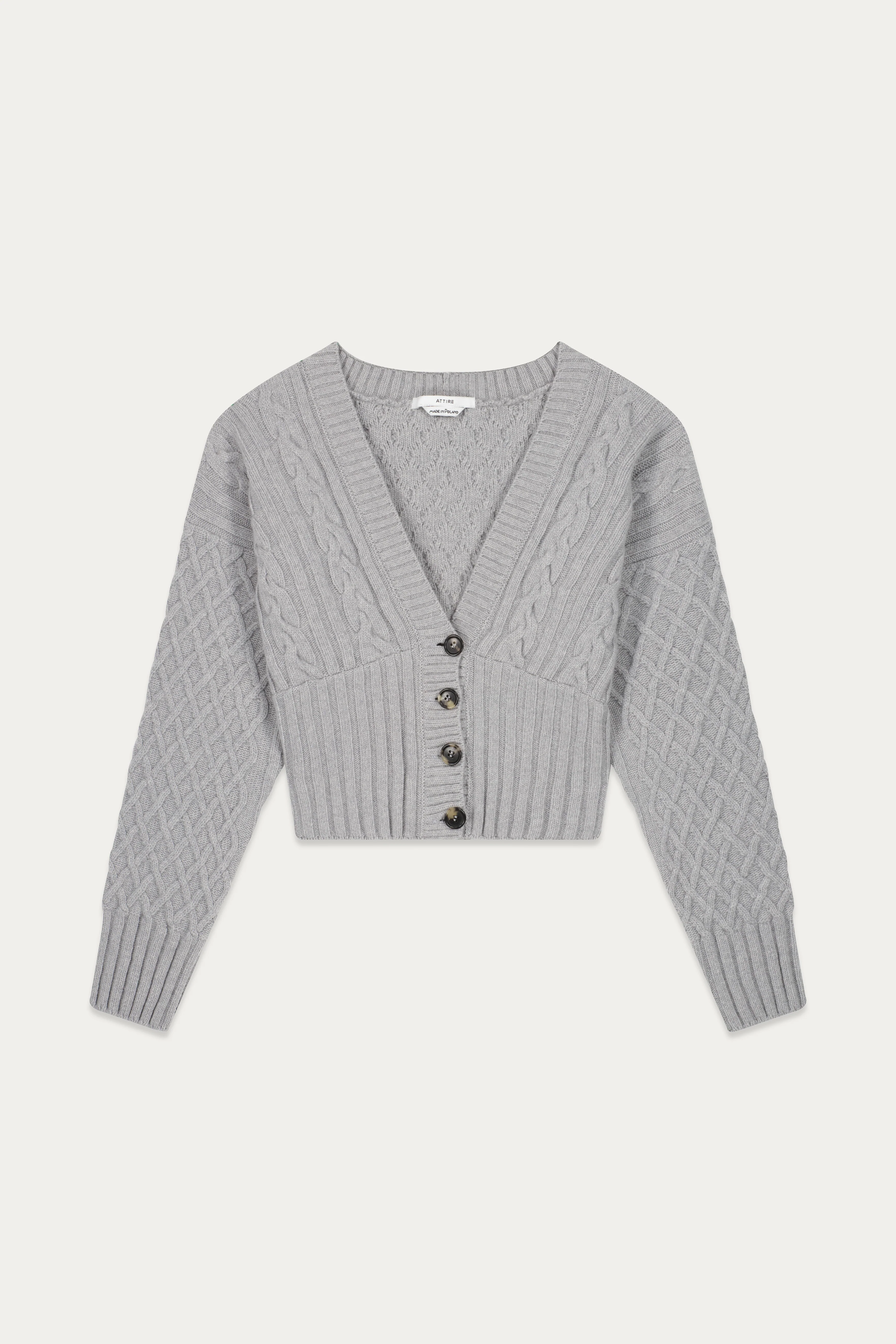 Victoria Cropped Cardigan Grey - Image 3